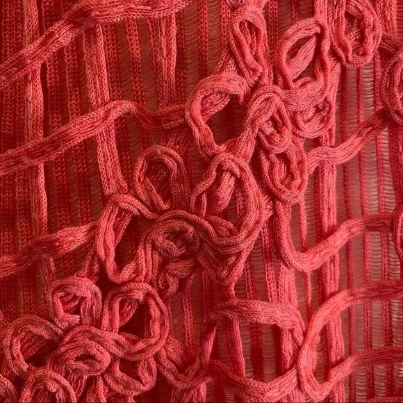VTG Coral Sheer Floral Overlay Sweater OS Sonia - Picture 9 of 16